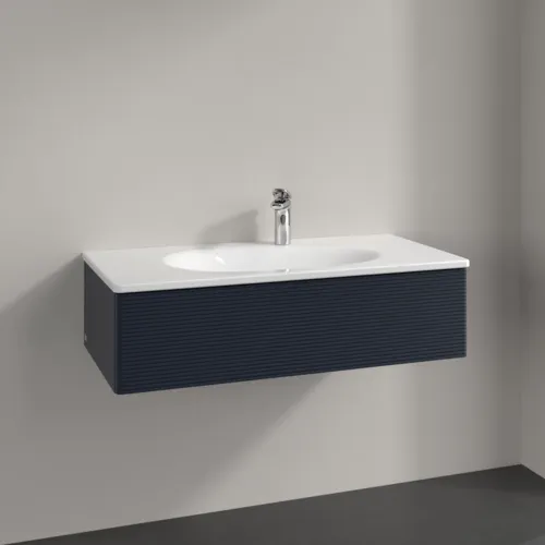 Bild von VILLEROY BOCH Antao Waschbeckenunterschrank, 1 Auszug, 988 x 256 x 493 mm, Front mit Struktur, Midnight Blue Matt Lacquer #K02100HG