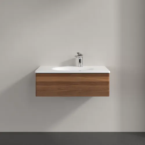 Bild von VILLEROY BOCH Antao Waschbeckenunterschrank, 1 Auszug, 788 x 256 x 496 mm, Front ohne Struktur, Warm Walnut #K01000HM
