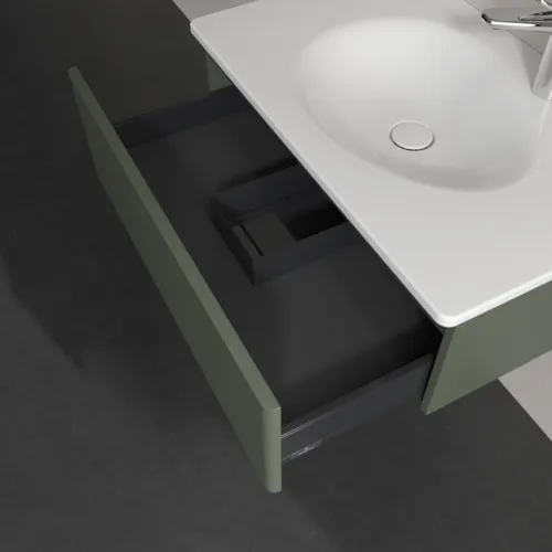 Obrázek VILLEROY BOCH Toaletní skříňka Antao, 1 zásuvka, 788 x 256 x 496 mm, přední strana bez konstrukce, listově zelený matný lak #K01000HL