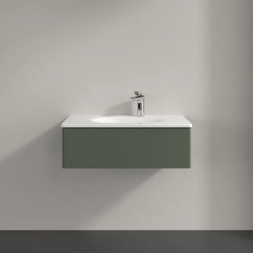 Obrázek VILLEROY BOCH Toaletní skříňka Antao, 1 zásuvka, 788 x 256 x 496 mm, přední strana bez konstrukce, listově zelený matný lak #K01000HL