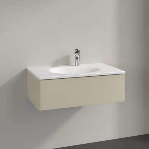 Obrázek VILLEROY BOCH Toaletní skříňka Antao, 1 zásuvka, 788 x 256 x 496 mm, přední strana bez konstrukce, hedvábně šedý matný lak #K01000HJ
