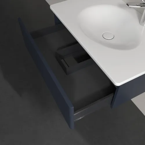 Obrázek VILLEROY BOCH Toaletní skříňka Antao, 1 zásuvka, 788 x 256 x 496 mm, přední strana bez konstrukce, matný lak Midnight Blue #K01000HG