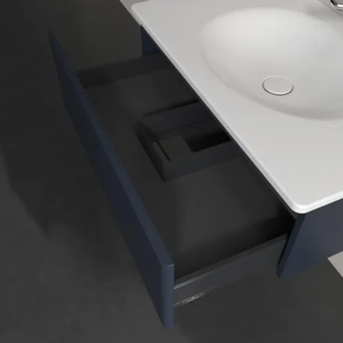 Obrázek VILLEROY BOCH Toaletní skříňka Antao, 1 zásuvka, 788 x 256 x 496 mm, přední strana bez konstrukce, matný lak Midnight Blue #K01000HG