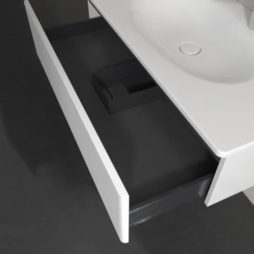 Obrázek VILLEROY BOCH Toaletní skříňka Antao, 1 zásuvka, 988 x 256 x 493 mm, strukturovaná přední strana, lesklý bílý lak #K02100GF