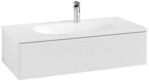 Bild von VILLEROY BOCH Antao Waschbeckenunterschrank, 1 Auszug, 988 x 256 x 493 mm, Front mit Struktur, Glossy White Lacquer #K02100GF