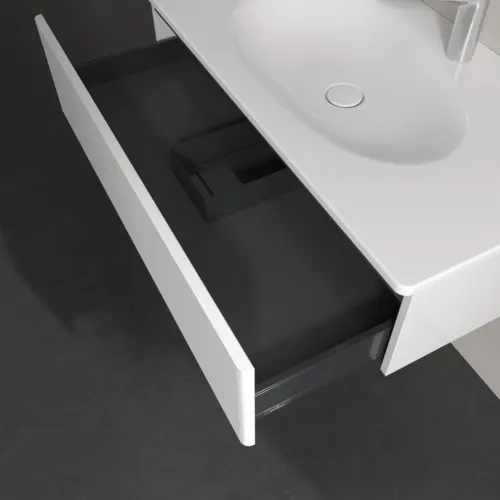 Obrázek VILLEROY BOCH Toaletní skříňka Antao, 1 zásuvka, 988 x 256 x 493 mm, strukturovaná přední strana, lesklý bílý lak #K02100GF