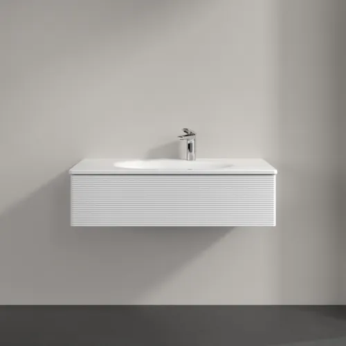 Obrázek VILLEROY BOCH Toaletní skříňka Antao, 1 zásuvka, 988 x 256 x 493 mm, strukturovaná přední strana, lesklý bílý lak #K02100GF