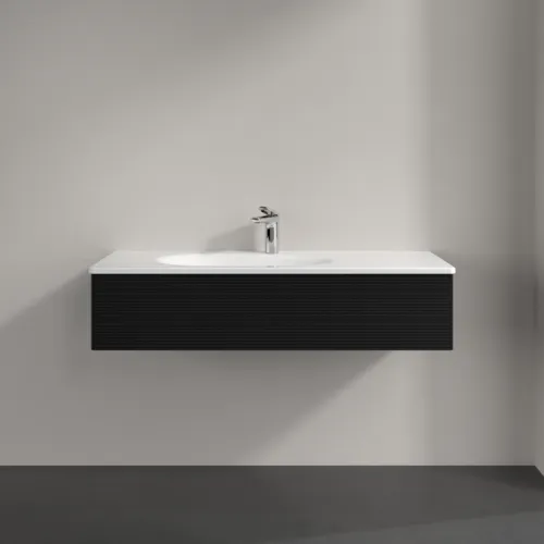 Bild von VILLEROY BOCH Antao Waschbeckenunterschrank, 1 Auszug, 1188 x 256 x 493 mm, Front mit Struktur, Black Matt Lacquer #K03100PD