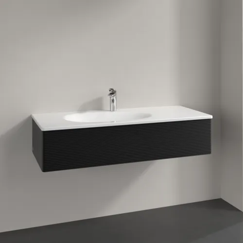 Bild von VILLEROY BOCH Antao Waschbeckenunterschrank, 1 Auszug, 1188 x 256 x 493 mm, Front mit Struktur, Black Matt Lacquer #K03100PD