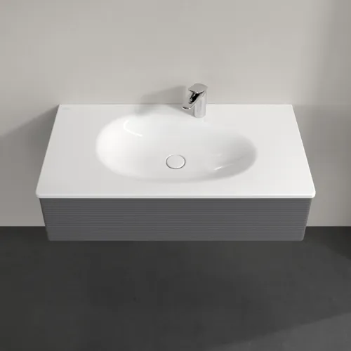 Bild von VILLEROY BOCH Antao Waschbeckenunterschrank, 1 Auszug, 988 x 256 x 493 mm, Front mit Struktur, Anthracite Matt Lacquer #K02100GK