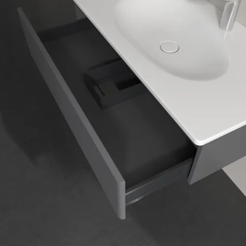 Bild von VILLEROY BOCH Antao Waschbeckenunterschrank, 1 Auszug, 988 x 256 x 493 mm, Front mit Struktur, Anthracite Matt Lacquer #K02100GK