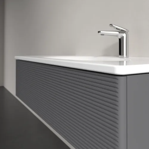 Bild von VILLEROY BOCH Antao Waschbeckenunterschrank, 1 Auszug, 988 x 256 x 493 mm, Front mit Struktur, Anthracite Matt Lacquer #K02100GK
