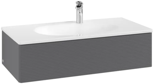 Bild von VILLEROY BOCH Antao Waschbeckenunterschrank, 1 Auszug, 988 x 256 x 493 mm, Front mit Struktur, Anthracite Matt Lacquer #K02100GK