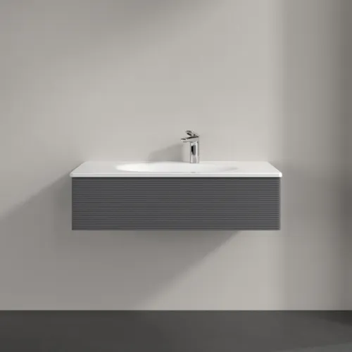 Bild von VILLEROY BOCH Antao Waschbeckenunterschrank, 1 Auszug, 988 x 256 x 493 mm, Front mit Struktur, Anthracite Matt Lacquer #K02100GK