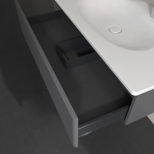 Bild von VILLEROY BOCH Antao Waschbeckenunterschrank, 1 Auszug, 988 x 256 x 493 mm, Front mit Struktur, Anthracite Matt Lacquer #K02100GK