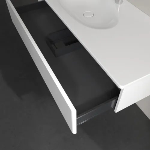 Obrázek VILLEROY BOCH Toaletní skříňka Antao, 1 zásuvka, 1188 x 256 x 493 mm, přední strana bez konstrukce, bílý matný lak #K03000MT