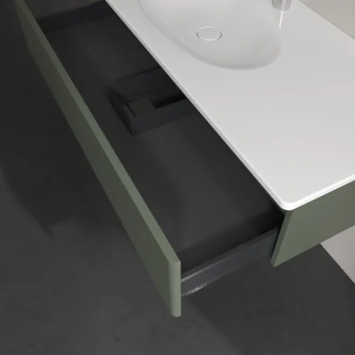 Obrázek VILLEROY BOCH Toaletní skříňka Antao, 1 zásuvka, 1188 x 256 x 493 mm, přední strana bez konstrukce, listově zelený matný lak #K03000HL