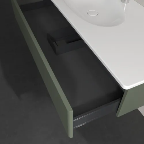 Obrázek VILLEROY BOCH Toaletní skříňka Antao, 1 zásuvka, 1188 x 256 x 493 mm, přední strana bez konstrukce, listově zelený matný lak #K03000HL