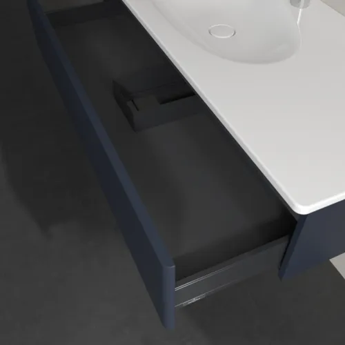 Obrázek VILLEROY BOCH Toaletní skříňka Antao, 1 zásuvka, 1188 x 256 x 493 mm, přední strana bez konstrukce, matný lak Midnight Blue #K03000HG