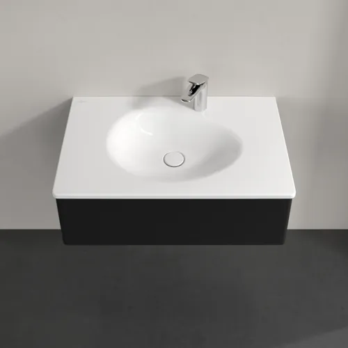 Obrázek VILLEROY BOCH Toaletní skříňka Antao, 1 zásuvka, 788 x 256 x 496 mm, přední strana bez konstrukce, černý matný lak #K01000PD