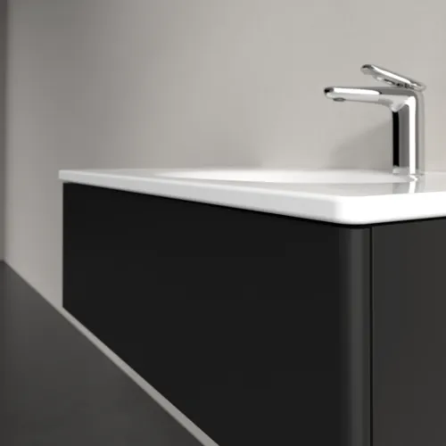 Obrázek VILLEROY BOCH Toaletní skříňka Antao, 1 zásuvka, 788 x 256 x 496 mm, přední strana bez konstrukce, černý matný lak #K01000PD