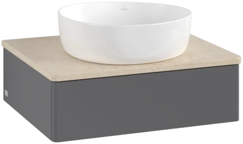 Bild von VILLEROY BOCH Antao Waschbeckenunterschrank, 1 Auszug, 600 x 190 x 500 mm, Front ohne Struktur, Anthracite Matt Lacquer / Botticino #K07013GK