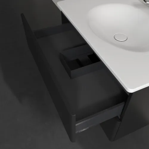 Bild von VILLEROY BOCH Antao Waschbeckenunterschrank, 2 Auszüge, 788 x 504 x 496 mm, Front ohne Struktur, Black Matt Lacquer #K04000PD