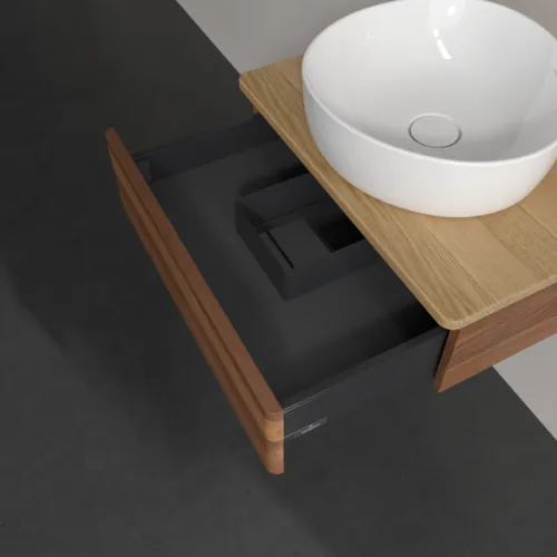 Bild von VILLEROY BOCH Antao Waschbeckenunterschrank, 1 Auszug, 600 x 190 x 500 mm, Front ohne Struktur, Warm Walnut / Honey Oak #K07011HM