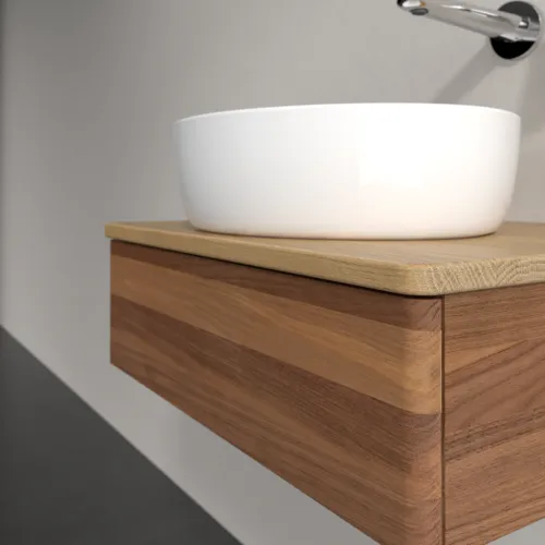Bild von VILLEROY BOCH Antao Waschbeckenunterschrank, 1 Auszug, 600 x 190 x 500 mm, Front ohne Struktur, Warm Walnut / Honey Oak #K07011HM