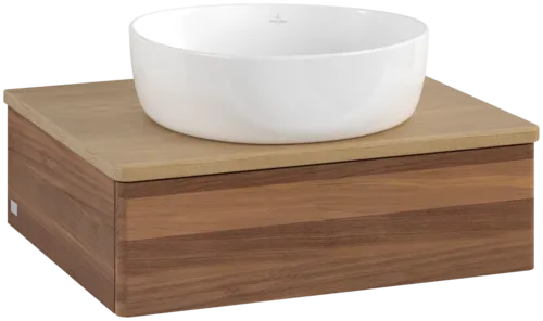 Bild von VILLEROY BOCH Antao Waschbeckenunterschrank, 1 Auszug, 600 x 190 x 500 mm, Front ohne Struktur, Warm Walnut / Honey Oak #K07011HM
