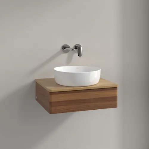 Bild von VILLEROY BOCH Antao Waschbeckenunterschrank, 1 Auszug, 600 x 190 x 500 mm, Front ohne Struktur, Warm Walnut / Honey Oak #K07011HM