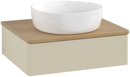 Bild von VILLEROY BOCH Antao Waschbeckenunterschrank, 1 Auszug, 600 x 190 x 500 mm, Front ohne Struktur, Silk Grey Matt Lacquer / Honey Oak #K07011HJ
