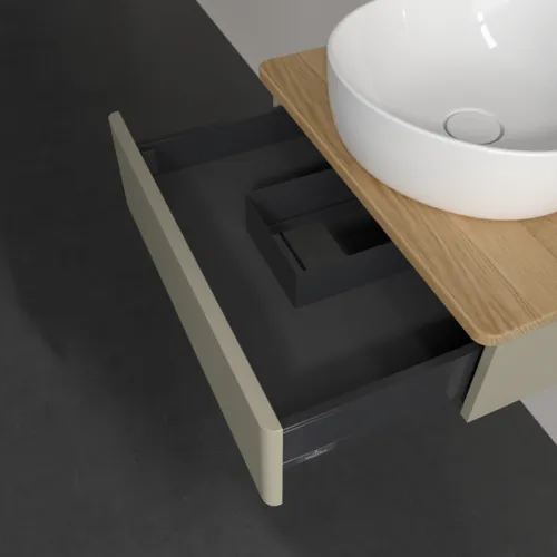 Obrázek VILLEROY BOCH Toaletní skříňka Antao, 1 zásuvka, 600 x 190 x 500 mm, přední strana bez konstrukce, Stone Grey Matt Lacquer / Honey Oak #K07011HK