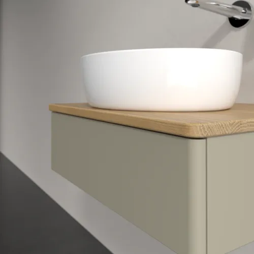 Obrázek VILLEROY BOCH Toaletní skříňka Antao, 1 zásuvka, 600 x 190 x 500 mm, přední strana bez konstrukce, Stone Grey Matt Lacquer / Honey Oak #K07011HK