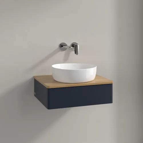 Bild von VILLEROY BOCH Antao Waschbeckenunterschrank, 1 Auszug, 600 x 190 x 500 mm, Front ohne Struktur, Midnight Blue Matt Lacquer / Honey Oak #K07011HG