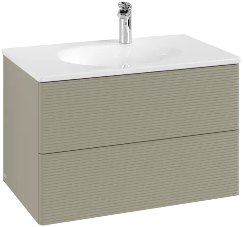 Bild von VILLEROY BOCH Antao Waschbeckenunterschrank, 2 Auszüge, 788 x 504 x 496 mm, Front mit Struktur, Stone Grey Matt Lacquer #K04100HK