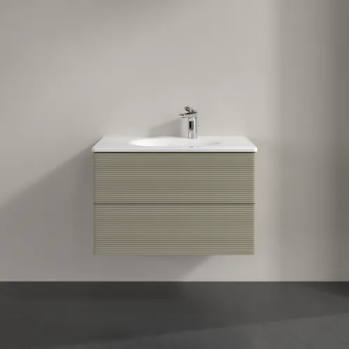 Bild von VILLEROY BOCH Antao Waschbeckenunterschrank, 2 Auszüge, 788 x 504 x 496 mm, Front mit Struktur, Stone Grey Matt Lacquer #K04100HK