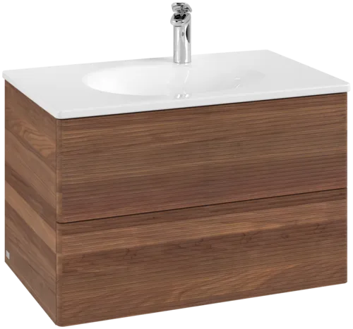 Bild von VILLEROY BOCH Antao Waschbeckenunterschrank, 2 Auszüge, 788 x 504 x 496 mm, Front mit Struktur, Warm Walnut #K04100HM