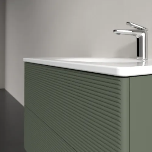Obrázek VILLEROY BOCH Toaletní skříňka Antao, 2 výsuvy, 788 x 504 x 496 mm, texturovaná přední strana, listově zelený matný lak #K04100HL