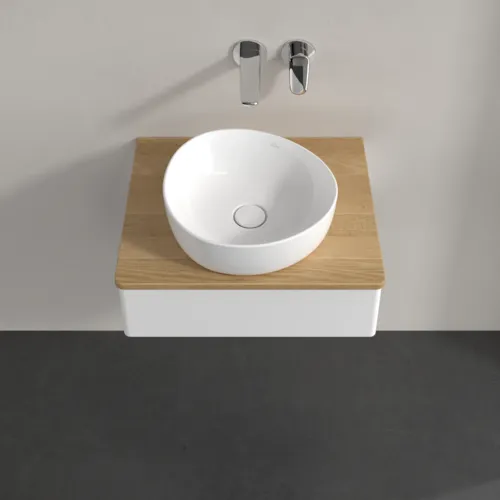 Bild von VILLEROY BOCH Antao Waschbeckenunterschrank, 1 Auszug, 600 x 190 x 500 mm, Front ohne Struktur, White Matt Lacquer / Honey Oak #K07011MT