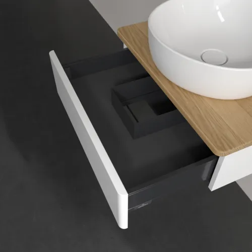 Bild von VILLEROY BOCH Antao Waschbeckenunterschrank, 1 Auszug, 600 x 190 x 500 mm, Front ohne Struktur, White Matt Lacquer / Honey Oak #K07011MT