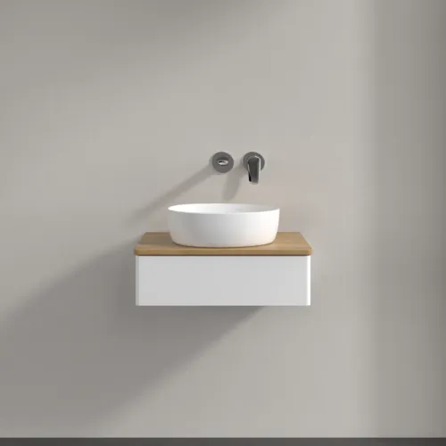 Bild von VILLEROY BOCH Antao Waschbeckenunterschrank, 1 Auszug, 600 x 190 x 500 mm, Front ohne Struktur, White Matt Lacquer / Honey Oak #K07011MT