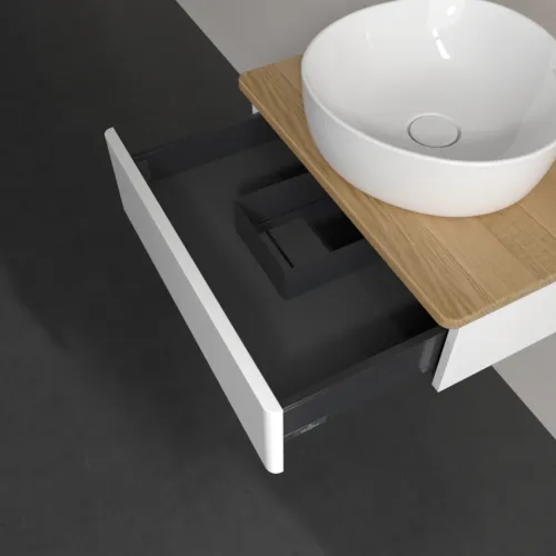 Bild von VILLEROY BOCH Antao Waschbeckenunterschrank, 1 Auszug, 600 x 190 x 500 mm, Front ohne Struktur, White Matt Lacquer / Honey Oak #K07011MT