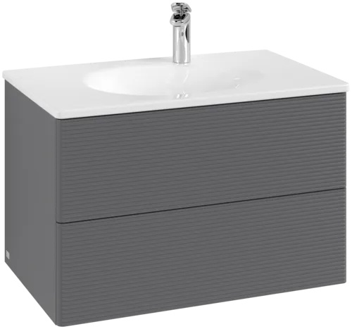 Bild von VILLEROY BOCH Antao Waschbeckenunterschrank, 2 Auszüge, 788 x 504 x 496 mm, Front mit Struktur, Anthracite Matt Lacquer #K04100GK