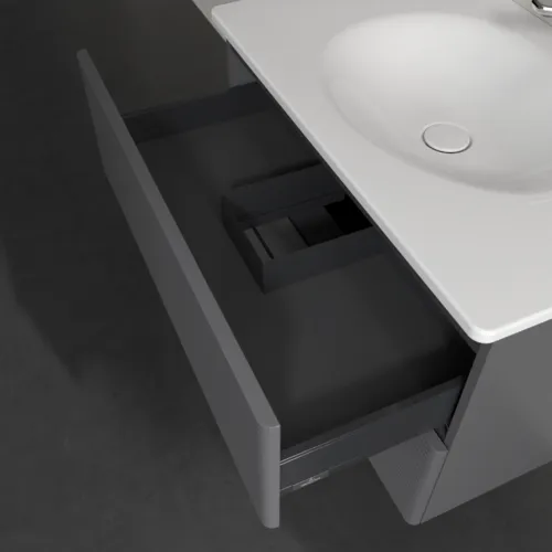 Obrázek VILLEROY BOCH Toaletní skříňka Antao, 2 výsuvy, 788 x 504 x 496 mm, strukturovaná přední strana, antracitový matný lak #K04100GK