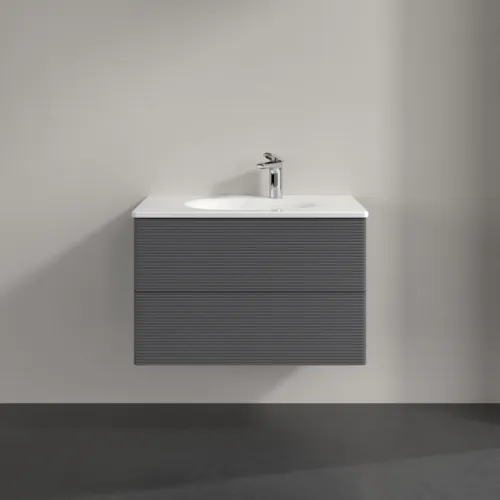 Obrázek VILLEROY BOCH Toaletní skříňka Antao, 2 výsuvy, 788 x 504 x 496 mm, strukturovaná přední strana, antracitový matný lak #K04100GK