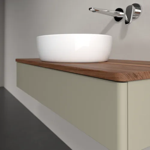 Picture of VILLEROY BOCH Antao Vanity unit, 1 pull-out compartment, 1000 x 190 x 500 mm, Front without structure, Stone Grey Matt Lacquer / Warm Walnut #K09012HK
