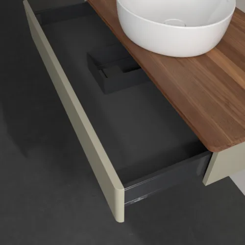 Picture of VILLEROY BOCH Antao Vanity unit, 1 pull-out compartment, 1000 x 190 x 500 mm, Front without structure, Stone Grey Matt Lacquer / Warm Walnut #K09012HK