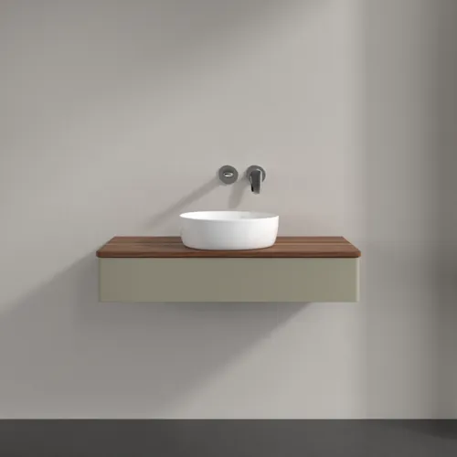 Picture of VILLEROY BOCH Antao Vanity unit, 1 pull-out compartment, 1000 x 190 x 500 mm, Front without structure, Stone Grey Matt Lacquer / Warm Walnut #K09012HK