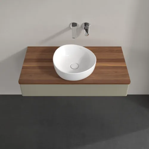 Picture of VILLEROY BOCH Antao Vanity unit, 1 pull-out compartment, 1000 x 190 x 500 mm, Front without structure, Stone Grey Matt Lacquer / Warm Walnut #K09012HK